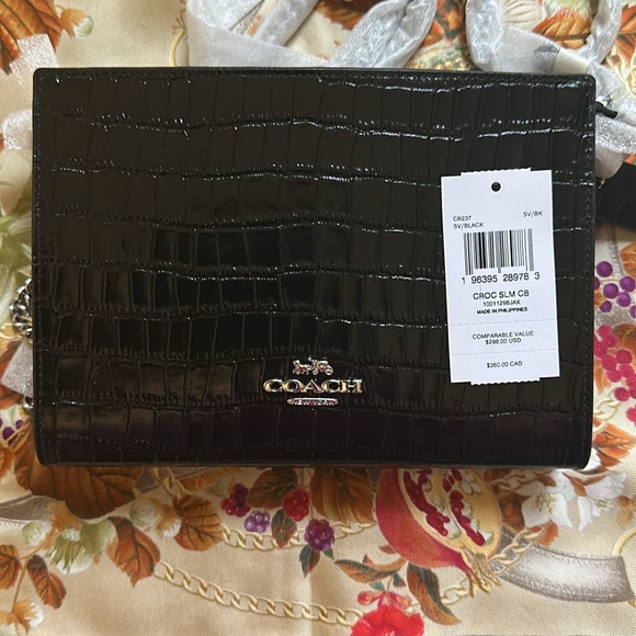 Coach Croc Slim Crossbody Bag in Silver/Black - Picture 7 of 8